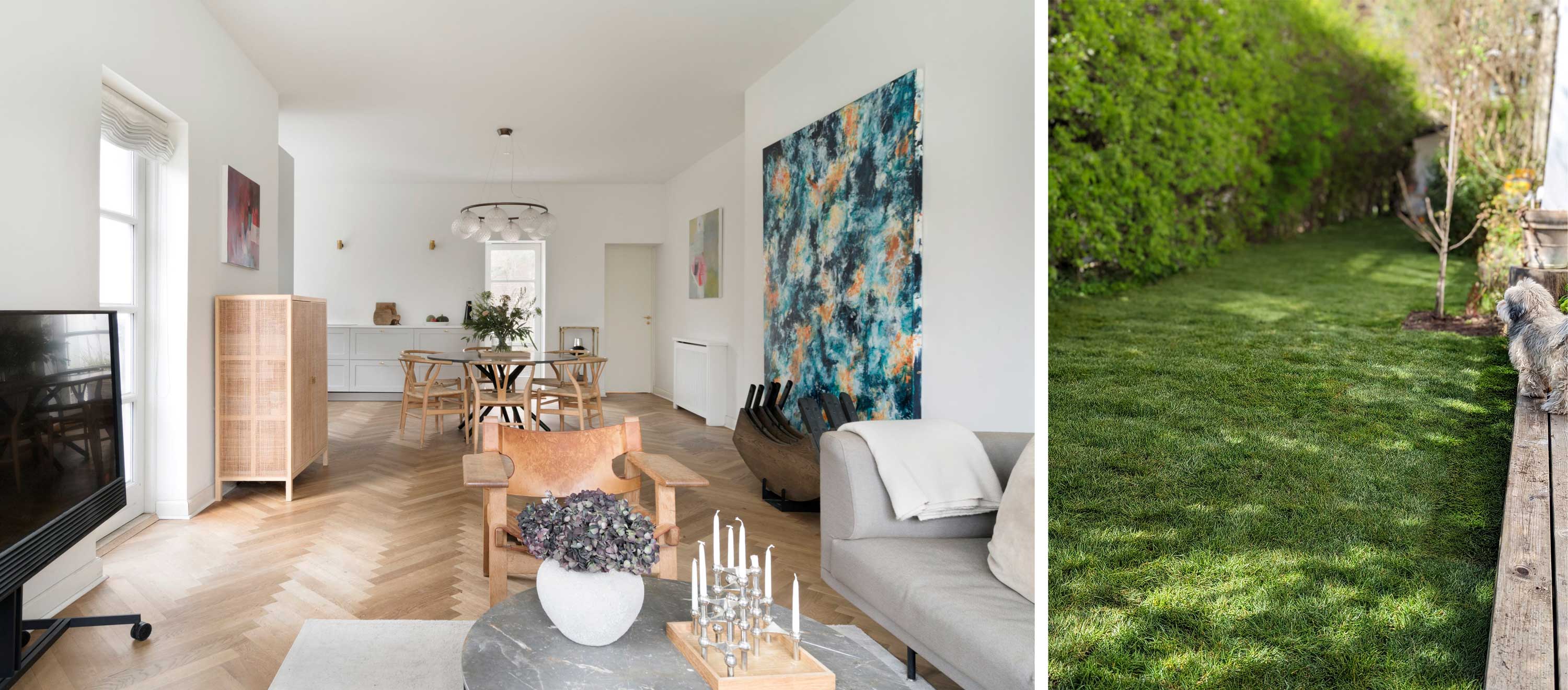 Elegant stue med sildebensparket